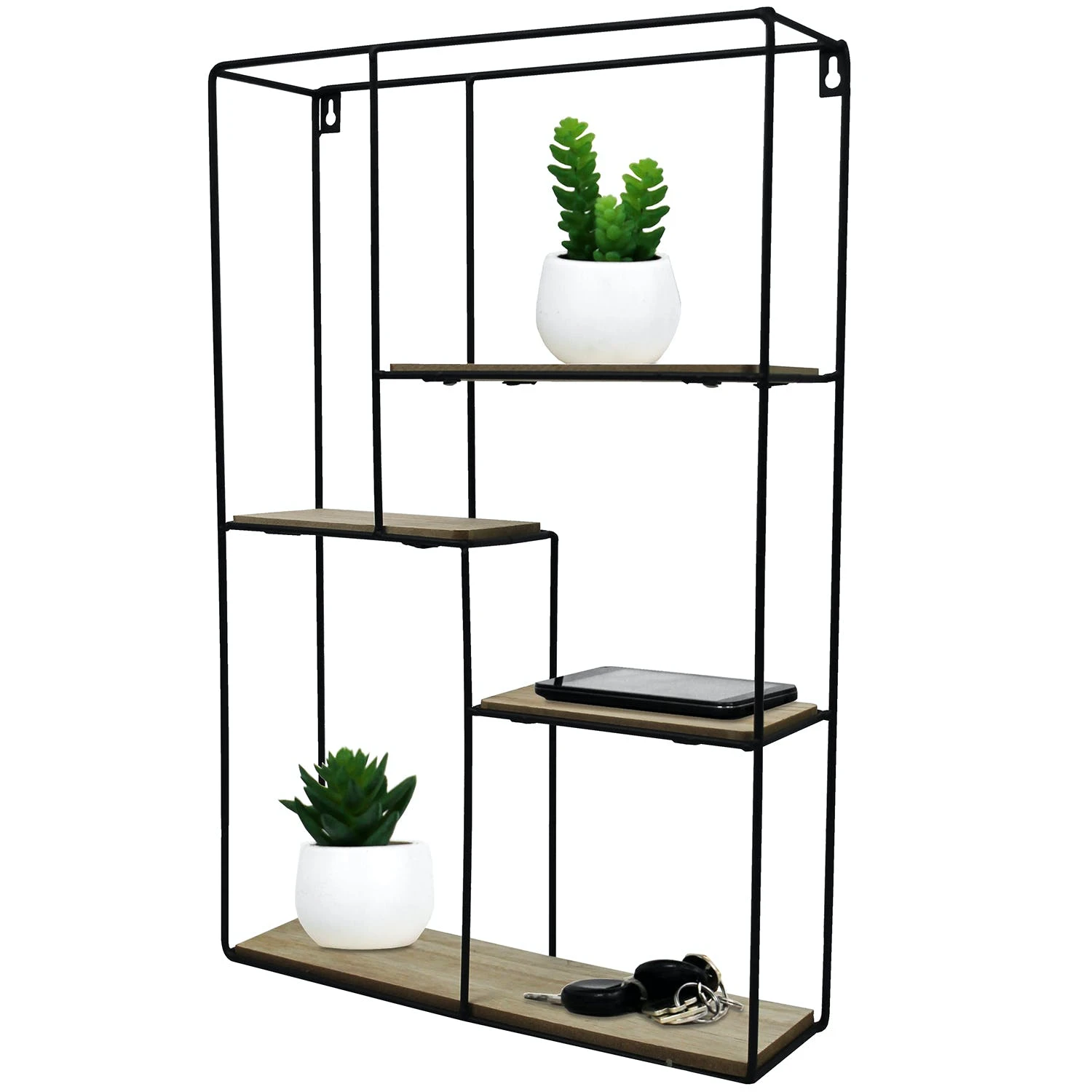 Null 2er Set Wandregal 'Liam' 30/43x12x15 - Schwarz/Natur 4 Null 2er Set Wandregal 'Liam' 30/43x12x15 - Schwarz/Natur – Bild 2