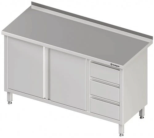 Stalgast Arbeitsschrank Mit Flügeltür, Mit 3er Schubladenblock, Mit Aufkantung, Verschweißt : 1300x600x850 Mm Becken Links 5 Stalgast Arbeitsschrank Mit Flügeltür, Mit 3er Schubladenblock, Mit Aufkantung, Verschweißt : 1300x600x850 Mm Becken Links – Bild 3