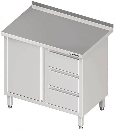 Stalgast Arbeitsschrank Mit Flügeltür, Mit 3er Schubladenblock, Mit Aufkantung, Verschweißt : 1100x600x850 Mm Becken Rechts 7 Stalgast Arbeitsschrank Mit Flügeltür, Mit 3er Schubladenblock, Mit Aufkantung, Verschweißt : 1100x600x850 Mm Becken Rechts – Bild 5