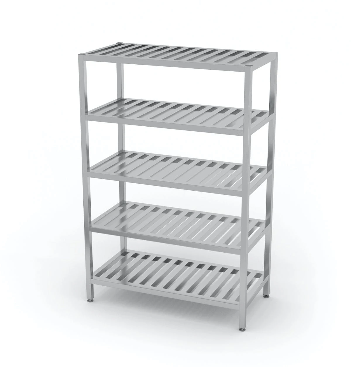 Null Edelstahl Gastro-Lagerregal Mit 4 Grätingfächern | AISI 430 Qualität | HxBxT 180x110x40 4 Null Edelstahl Gastro-Lagerregal Mit 4 Grätingfächern | AISI 430 Qualität | HxBxT 180x110x40 – Bild 2