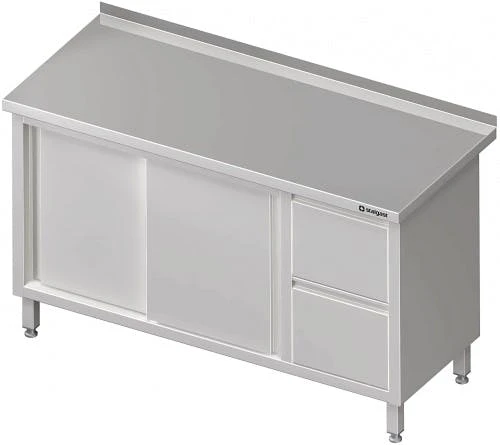 Stalgast Arbeitsschrank Mit Schiebetüren, Mit 2er Schubladenblock, Ohne Aufkantung, Verschweißt : 1200x700x850 Mm Links 7 Stalgast Arbeitsschrank Mit Schiebetüren, Mit 2er Schubladenblock, Ohne Aufkantung, Verschweißt : 1200x700x850 Mm Links – Bild 5