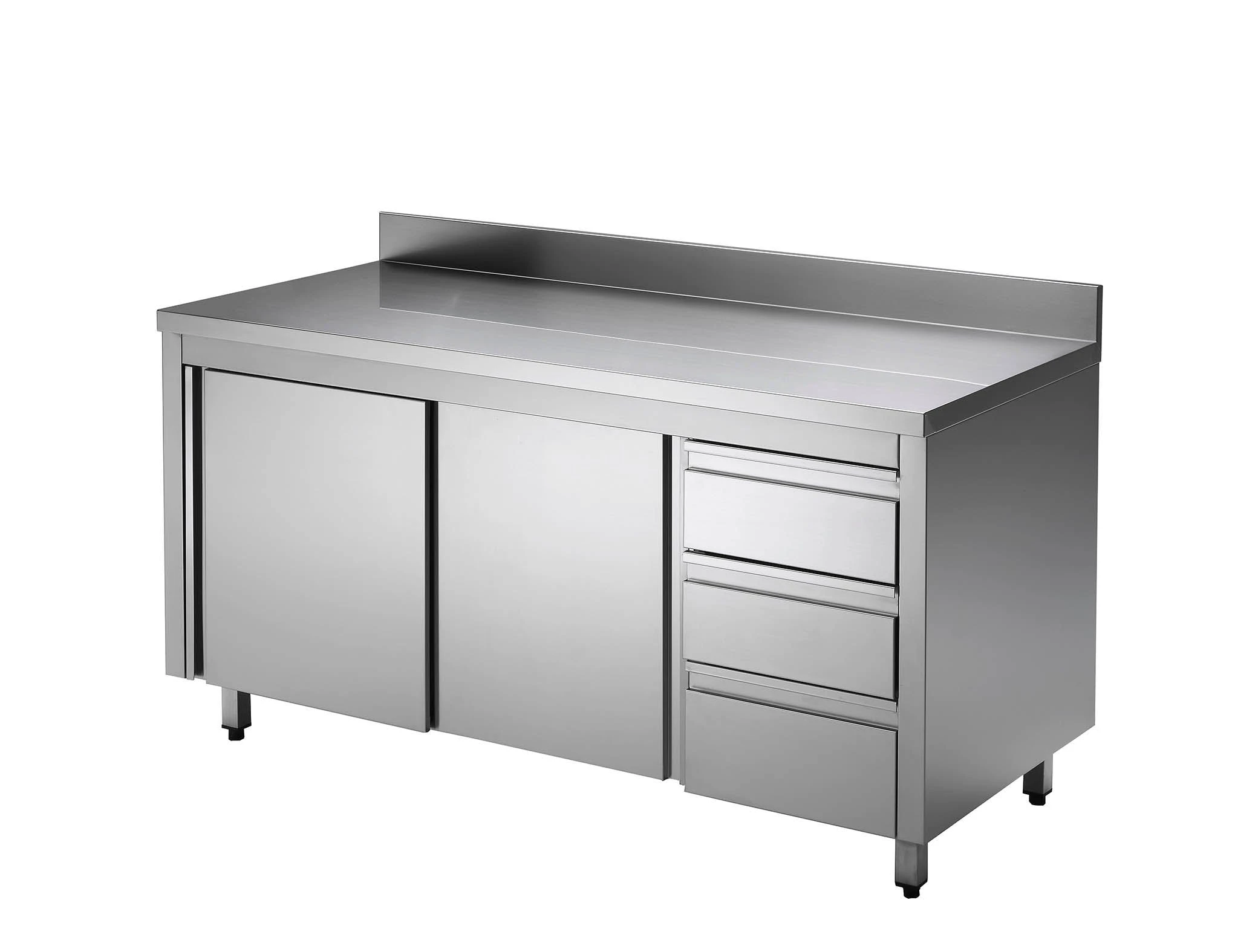 GastroHero Edelstahl-Arbeitsschrank ECO Mit Flügeltür Und 3 Schubladen 12x6 Mit Aufkantung 7 GastroHero Edelstahl-Arbeitsschrank ECO Mit Flügeltür Und 3 Schubladen 12x6 Mit Aufkantung – Bild 5