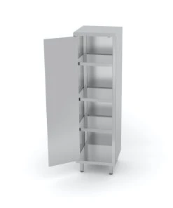 Null Edelstahl Gastro-Vorratsschrank Schmal Mit Scharniertür | AISI 430 Qualität | HxBxT 200x50x60