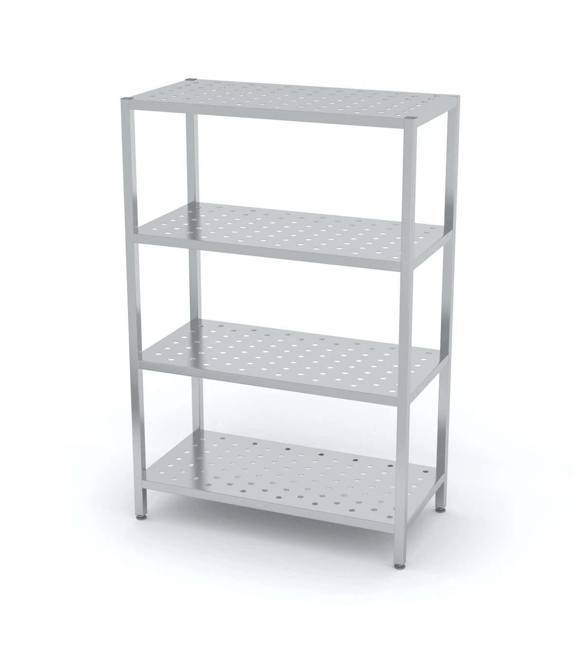 Null Edelstahl Gastro-Lagerregal Mit 4 Perforierten Ablagefächern | AISI 430 Qualität | HxBxT 180x130x50 8 Null Edelstahl Gastro-Lagerregal Mit 4 Perforierten Ablagefächern | AISI 430 Qualität | HxBxT 180x130x50 – Bild 6