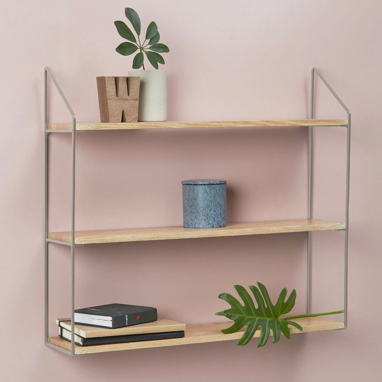 Null Wandregal Mit 3 Ablagen 60x15xH54cm Grau/Natur 8 Null Wandregal Mit 3 Ablagen 60x15xH54cm Grau/Natur – Bild 6