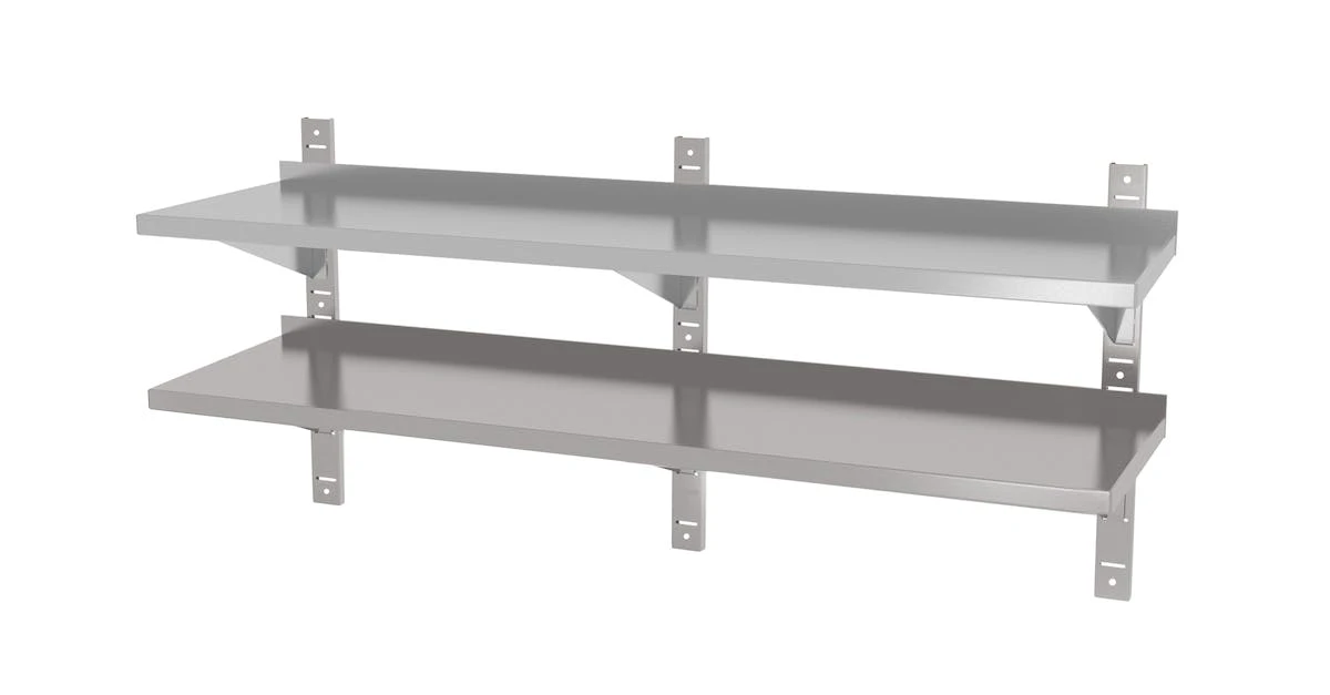 Null Edelstahl Gastro-Wandboard Verstellbar (2 Ablagefächer) | AISI 430 Qualität | HxBxT 60x140x40 7 Null Edelstahl Gastro-Wandboard Verstellbar (2 Ablagefächer) | AISI 430 Qualität | HxBxT 60x140x40 – Bild 5