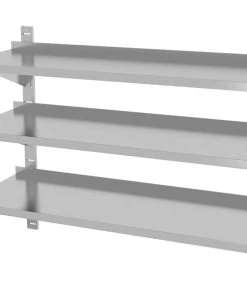 Null Edelstahl Gastro-Wandboard Verstellbar (3 Ablagefächer) | AISI 430 Qualität | HxBxT 87,5x60x40