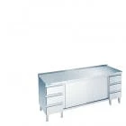 Chromonorm Arbeıtsschrank Mıt Schıebetüren Und Schubladenblöcken, Mıt Tıschplatte Hınten Auf 2000mm600mm900mm