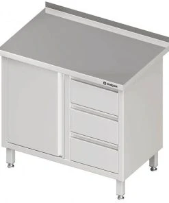 Stalgast Arbeitsschrank Mit Flügeltür, Mit 2er Schubladenblock, Ohne Aufkantung, Verschweißt : 1700x700x850 Mm Becken Links