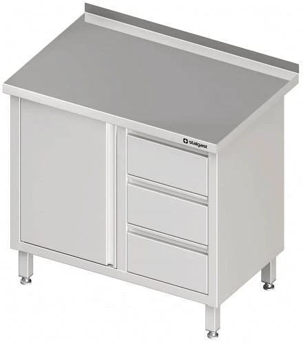 Stalgast Arbeitsschrank Mit Flügeltür, Mit 2er Schubladenblock, Mit Aufkantung, Verschweißt : 900x600x850 Mm Becken Rechts 9 Stalgast Arbeitsschrank Mit Flügeltür, Mit 2er Schubladenblock, Mit Aufkantung, Verschweißt : 900x600x850 Mm Becken Rechts – Bild 7