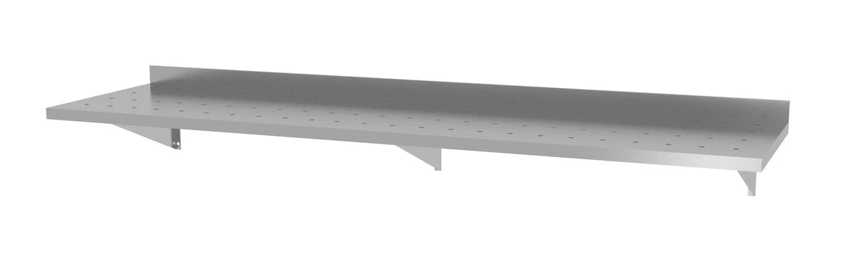 Null Edelstahl Gastro-Wandboard An Perforierter Konsole (3 Konsolen) | AISI 430 Qualität | BxT 170x30 3 Null Edelstahl Gastro-Wandboard An Perforierter Konsole (3 Konsolen) | AISI 430 Qualität | BxT 170x30