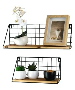 Null 2er Set Wandregal 'Liam' 30/43x12x15 - Schwarz/Natur