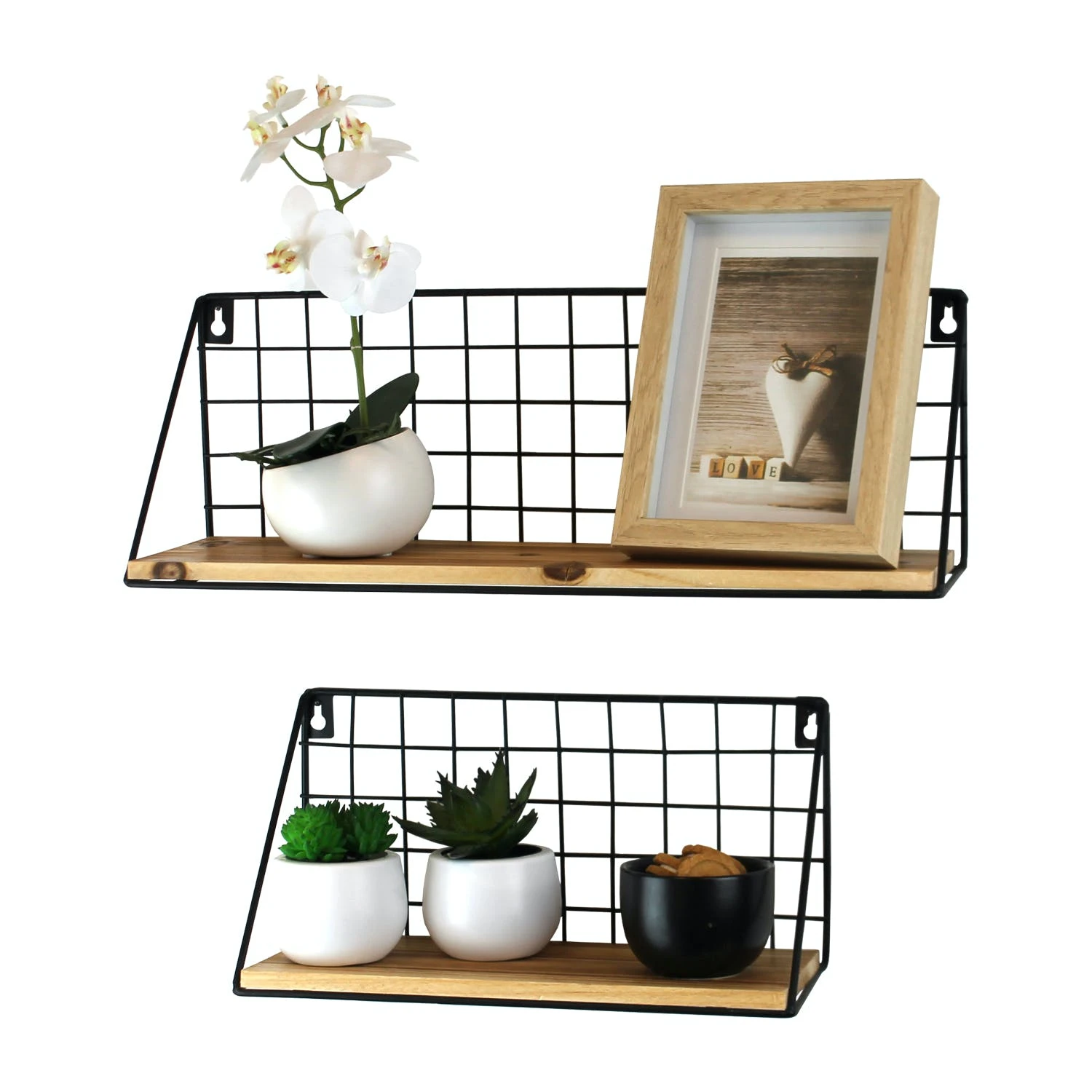 Null 2er Set Wandregal 'Liam' 30/43x12x15 - Schwarz/Natur 3 Null 2er Set Wandregal 'Liam' 30/43x12x15 - Schwarz/Natur