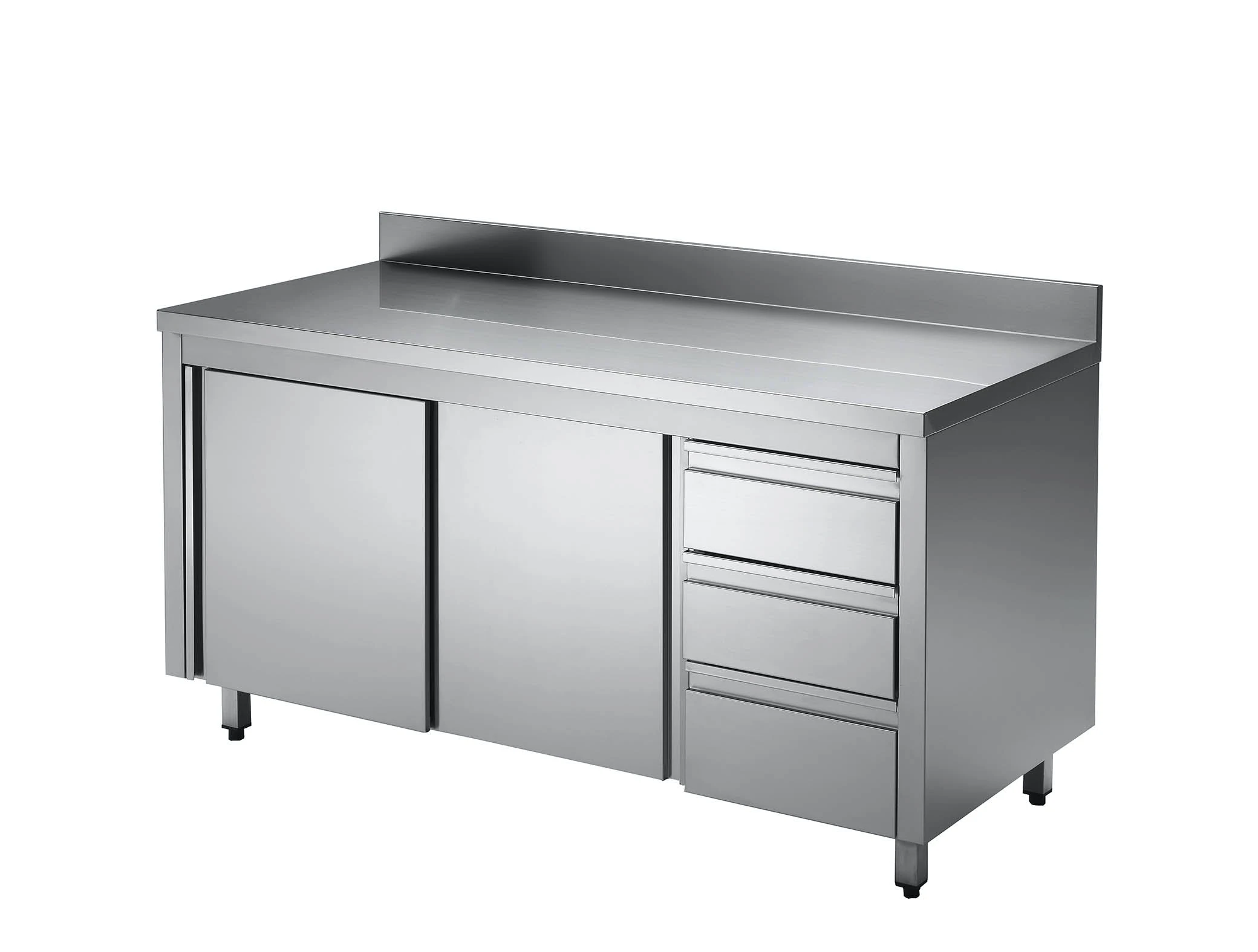 GastroHero Edelstahl-Arbeitsschrank ECO Mit Flügeltür Und 3 Schubladen 12x7 Mit Aufkantung 3 GastroHero Edelstahl-Arbeitsschrank ECO Mit Flügeltür Und 3 Schubladen 12x7 Mit Aufkantung