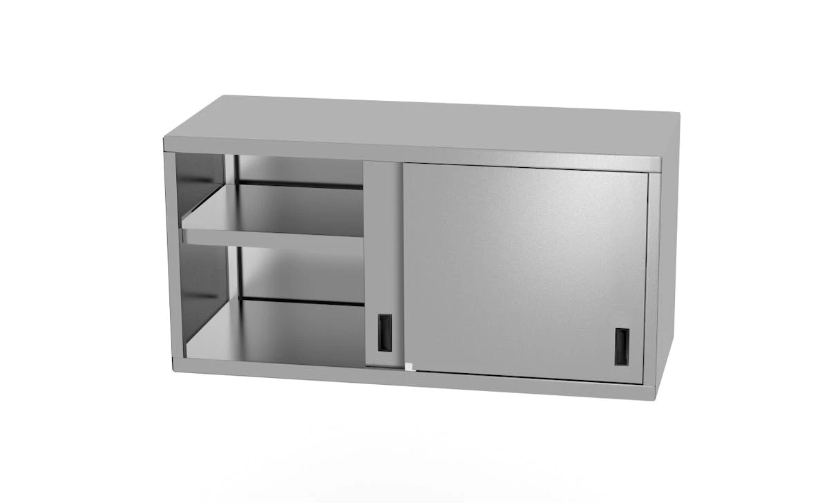Null Edelstahl Gastro-Hängeschrank (offen) Mit Schiebetüren | AISI 430 Qualität | HxBxT 60x160x40 4 Null Edelstahl Gastro-Hängeschrank (offen) Mit Schiebetüren | AISI 430 Qualität | HxBxT 60x160x40 – Bild 2