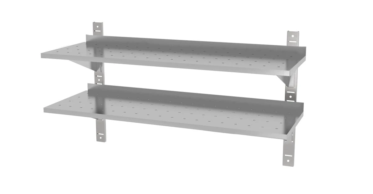 Null Edelstahl Gastro-Wandboard Verstellbar (2 Ablagefächer) | AISI 430 Qualität | HxBxT 60x140x40 4 Null Edelstahl Gastro-Wandboard Verstellbar (2 Ablagefächer) | AISI 430 Qualität | HxBxT 60x140x40 – Bild 2