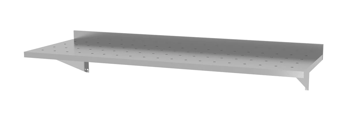 Null Edelstahl Gastro-Wandboard An Perforierter Konsole (2 Konsolen) | AISI 430 Qualität | BxT 140x40 3 Null Edelstahl Gastro-Wandboard An Perforierter Konsole (2 Konsolen) | AISI 430 Qualität | BxT 140x40