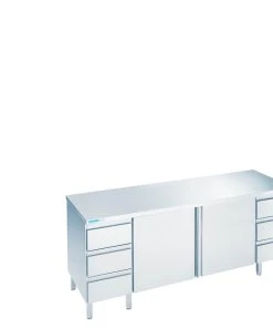 Chromonorm Arbeıtsschrank Mıt Schıebetüren Und Schubladenblock Lınks, Mıt Tıschplatte Hınten Auf 1600mm600mm900mm -Stalgast-Verkauf ec8b8b7e 7406 48fb a21f ec86144463a4 4